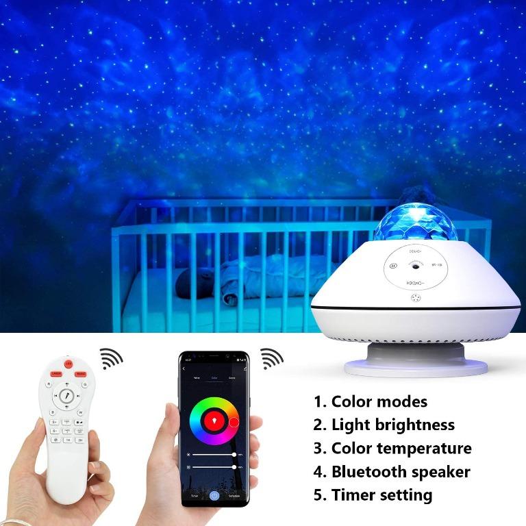 Star Projector MiiKARE Star Night Light with Music 10 Lighting Modes Ocean Wave Light with Remote Control Smart Wi Fi Mode Brightness Adjust Timer Setting 360 Degree Rotating Projector for Kids White ...