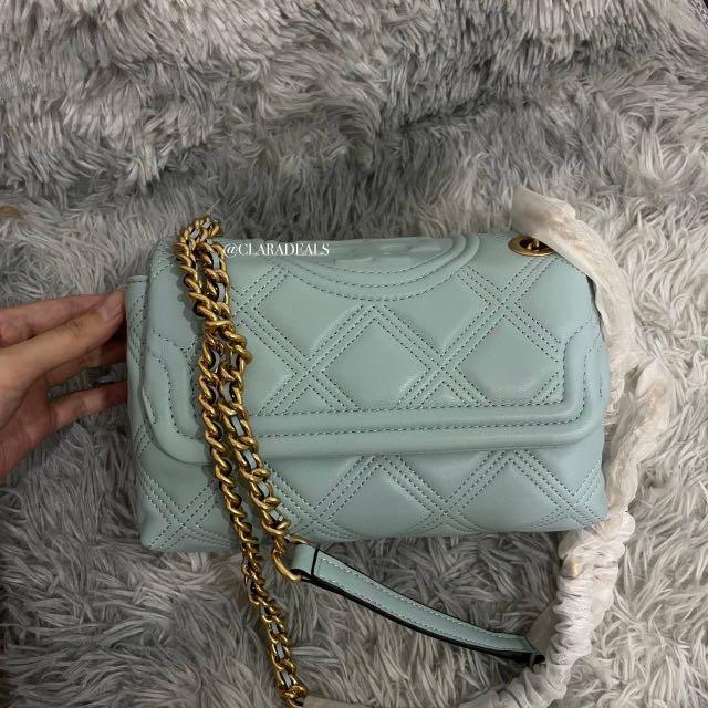 Tory Burch Soft Fleming Small Baby Blue, Women's Fashion, Bags & Wallets,  Purses & Pouches on Carousell
