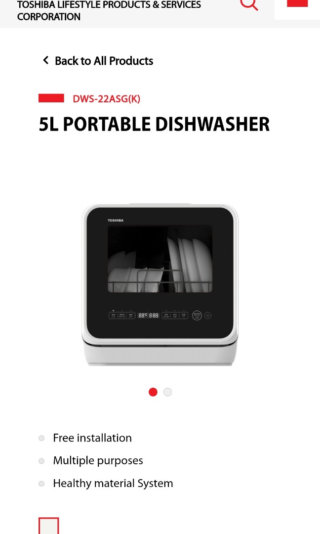 Toshiba Portable Dishwasher ( Warranty + 60 Tablets), TV & Home