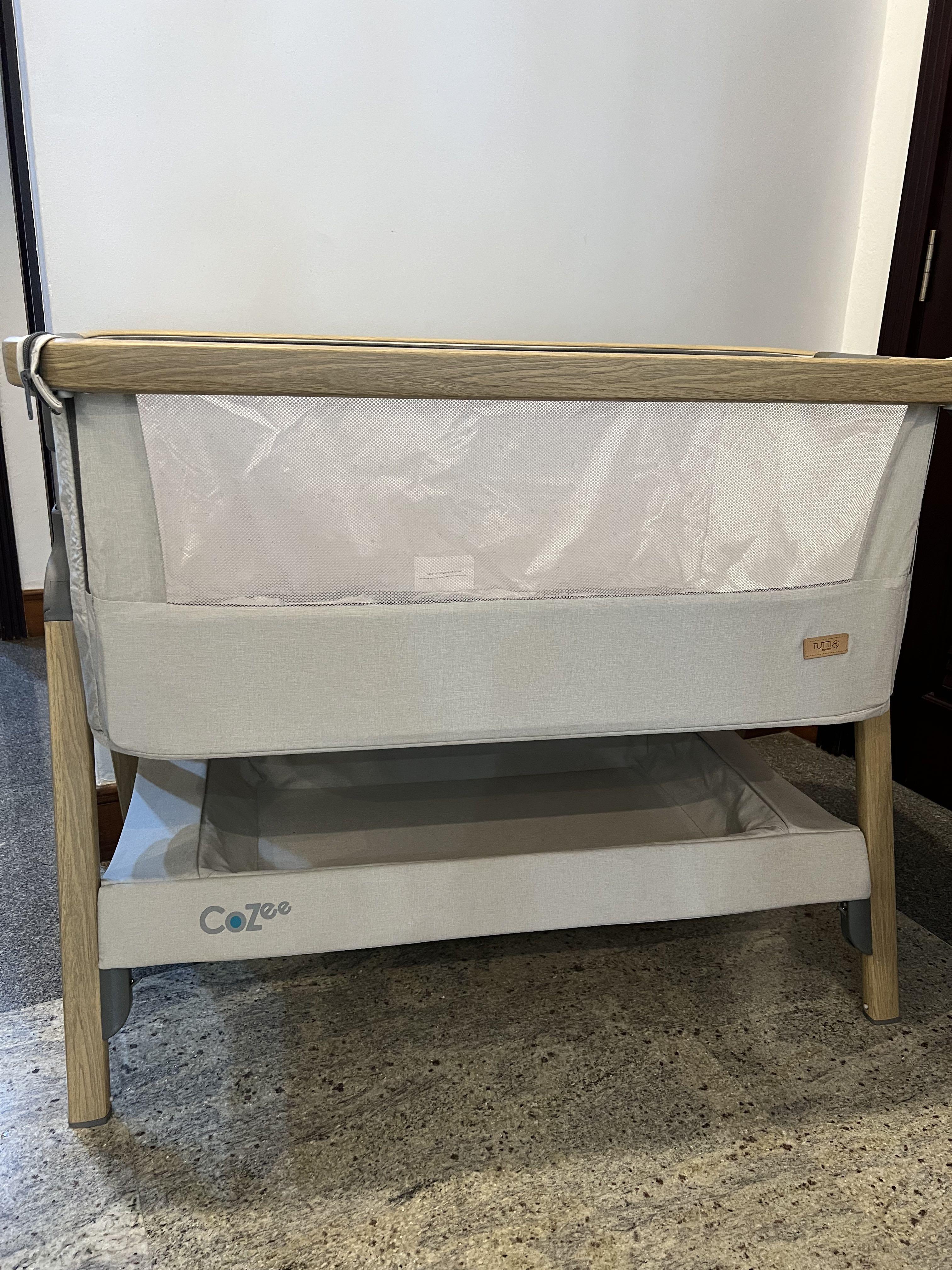 Tutti Bambini CoZee Bedside Crib Oak & Silver / with sofa set, Babies