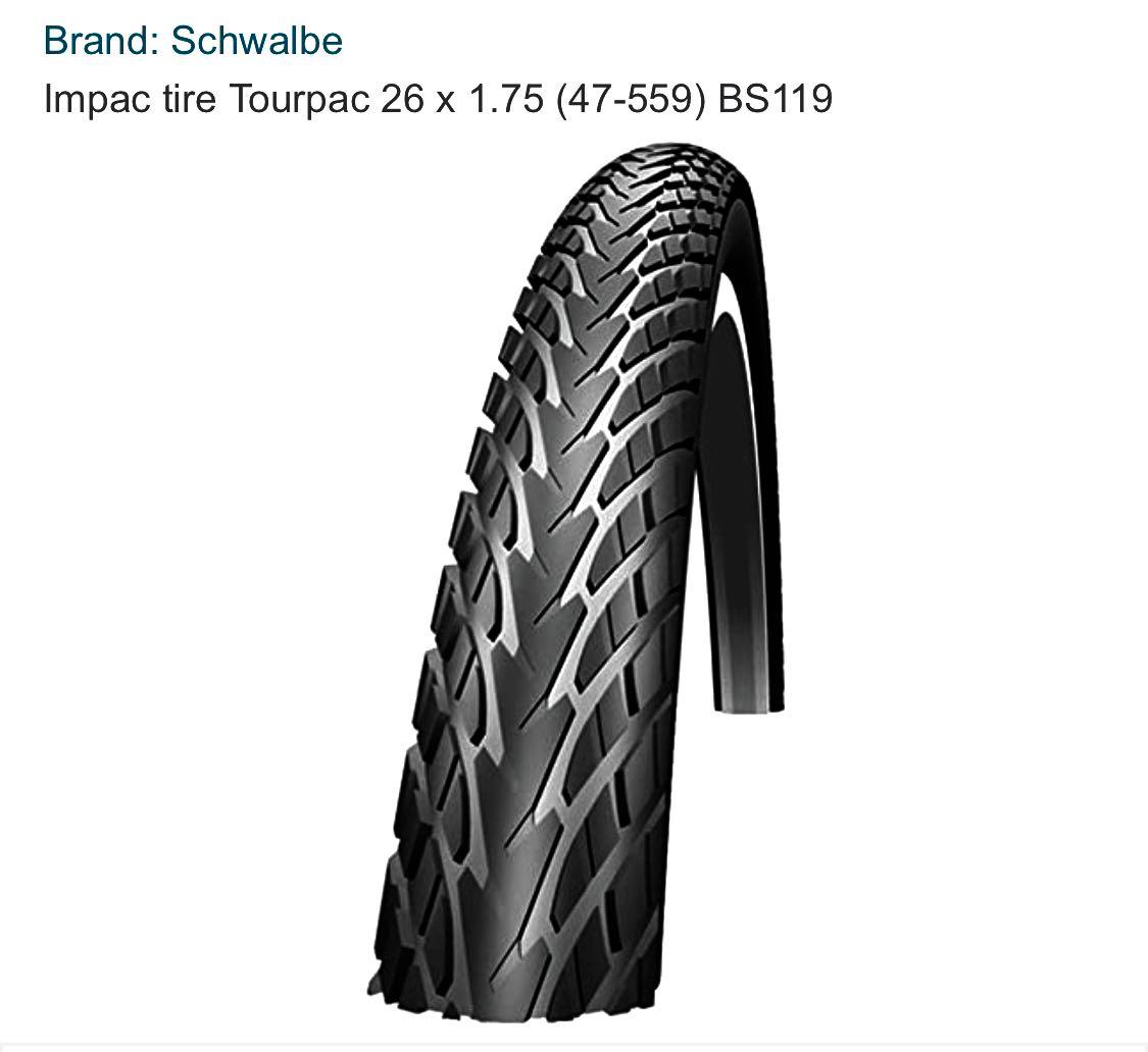 Tyre Schwalbe Impac Tourpac Wire TwinSkin 26x1.75 (47-559) MTB, Sports Equipment, Bicycles & Parts, Parts Accessories on