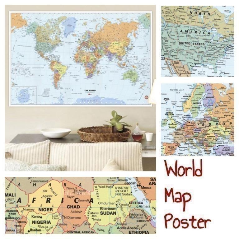 World Map Poster, Furniture & Home Living, Home Decor, Wall Decor on ...
