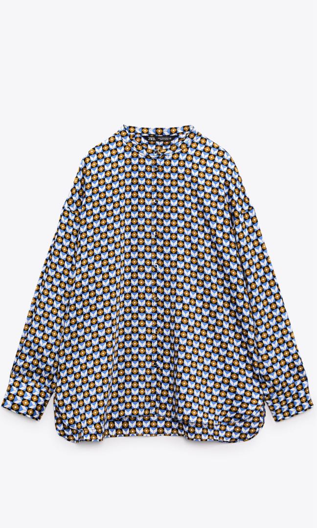 Zara Geometric Print Shirt, Women's Fashion, Tops, Blouses on