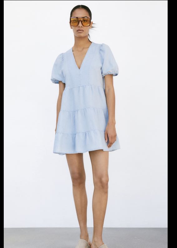 Zara Linen Blend Tiered Dress, Women's ...