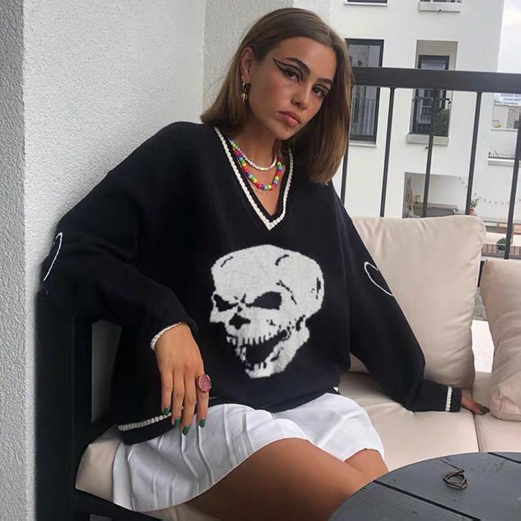 Oversized skull sweater top