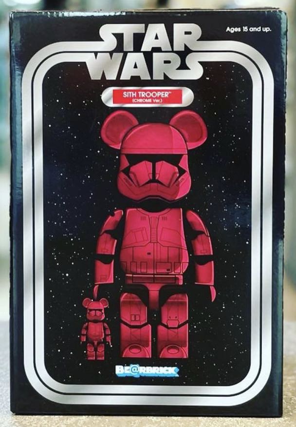 全新未開Bearbrick 400% + 100% Star Wars Sith Trooper (Chrome ver