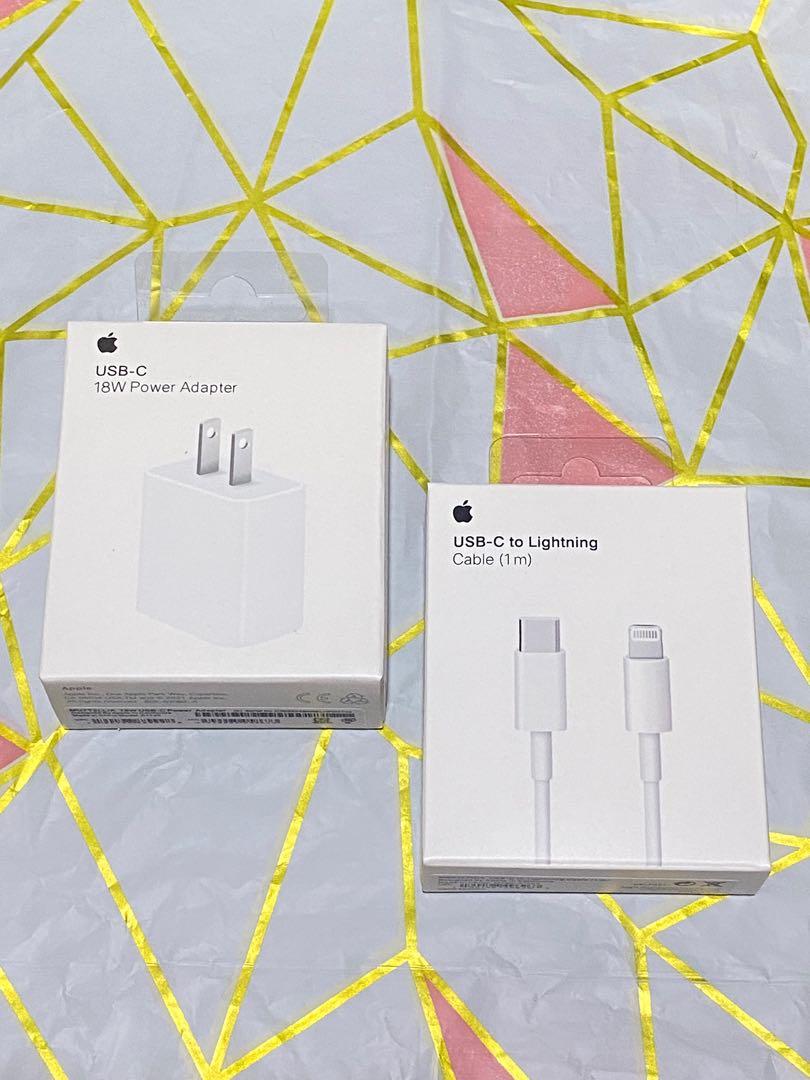 Apple iPhone Charger 18 watts adapter and Usb c to Lightning cable