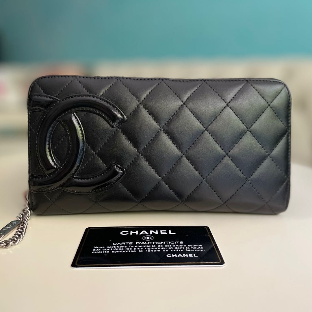 Authentic Chanel Cambon Zip Around Leather Wallet
