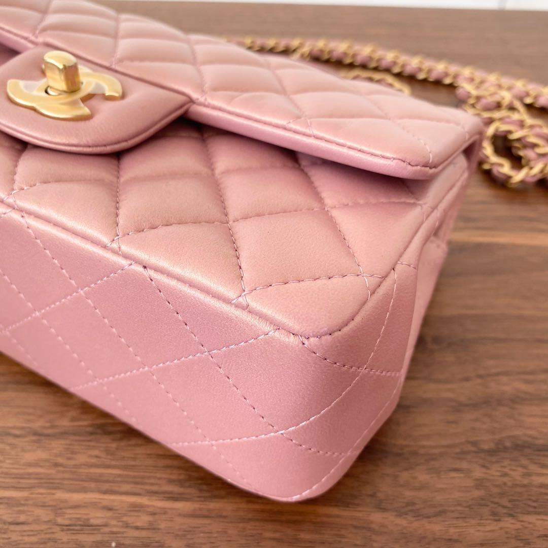 Authentic Chanel Iridescent Pink Mini Rectangle with Top Handle bag in  Lambskin and Gold Hardware, Luxury, Bags & Wallets on Carousell