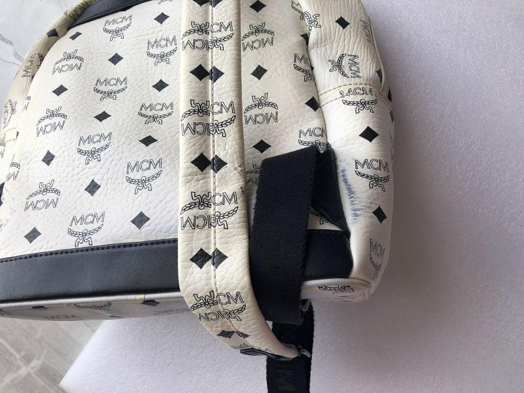 Mcm mini backpack white new arrivals