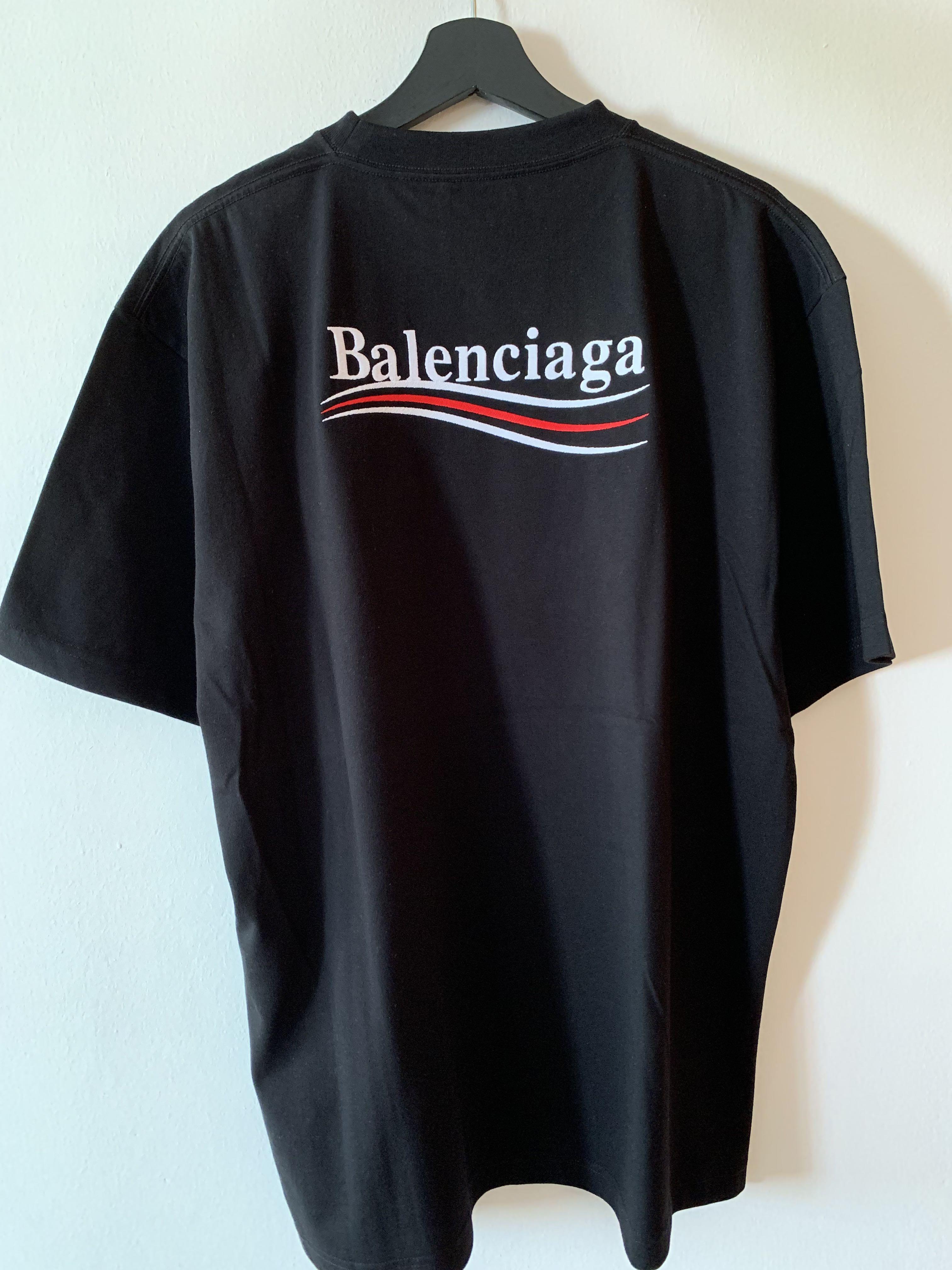 Balenciaga Political Campaign Wave Logo Tee Shirt Embroidery, Tops Sets, Tshirts & Polo Shirts on Carousell