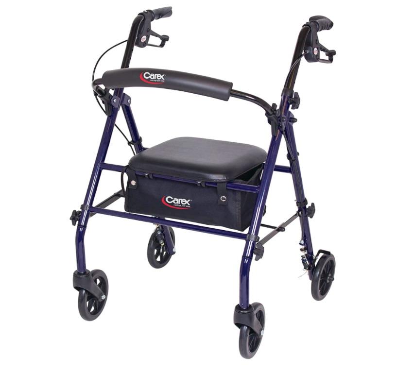 Carex Steel Rollator Walker (Category: Braces, Support & Protection) located in Marikina City. Submitted by skowshop (Listing ID 1139078423, Image 1). Description: Brand Carex Color Dark Blue Material Alloy Steel Item Dimensions LxWxH 23 x 21.5 x 25 inches Age Range (Description) Adult About this item: ROLLING WALKER. 4 wheel walker made of steel for seniors. Rolling walker includes padded seat and backrest for maximized comfort while seated upri