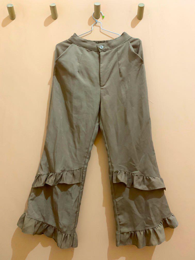 Celana cutbray ruffle, Fesyen Wanita 