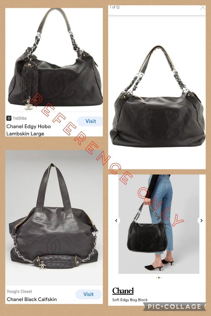 Chanel Black Lambskin Leather Large Soft Edgy Hobo Bag - Yoogi's