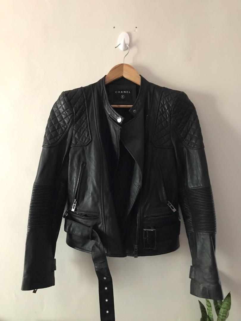 Chanel leather biker jacket clearance