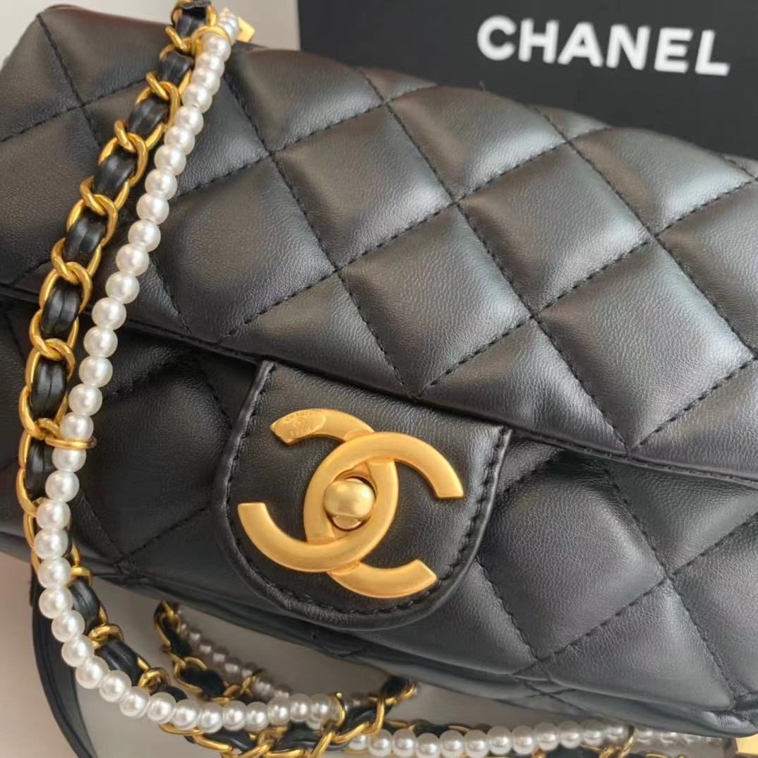Chanel Flap Bag With Pearl CC And Chain  Bragmybag