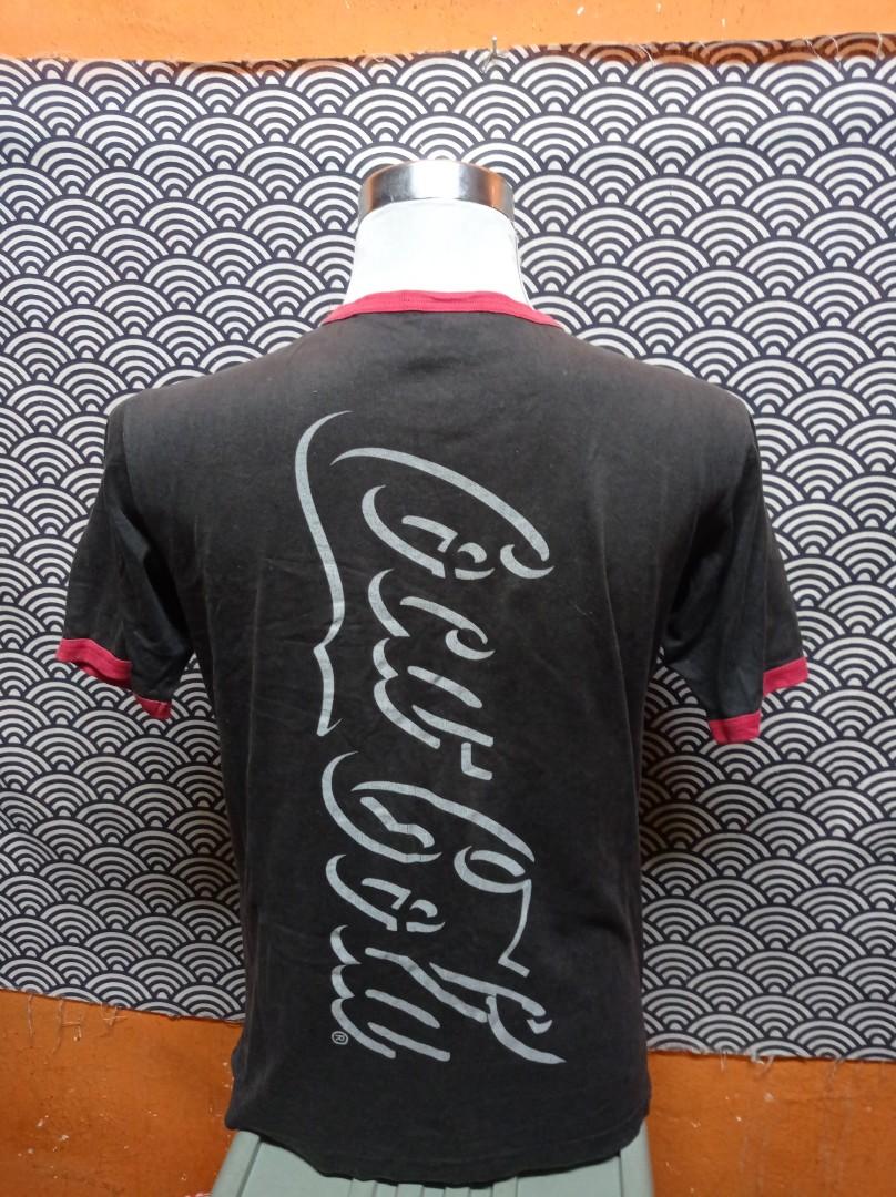 Cocacola ringer tee big print logo rare 
