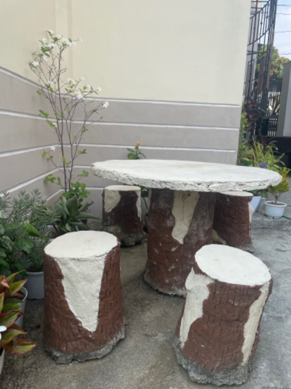 Concrete Garden set (5pcs), Furniture & Home Living, Outdoor Furniture