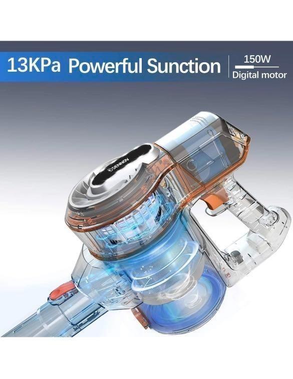Dennov Cordless Vacuum Cleaner, 13KPa Power Suction&ExtensionTube