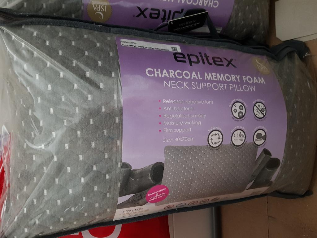 Epitex Charcoal Shredded Memory Foam Neck Support Pillow, Furniture & Home Living, Bedding