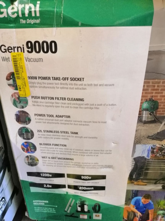 Gerni 9000 Wet and Dry Vacuum 1200W 22L, TV & Home Appliances, Vacuum