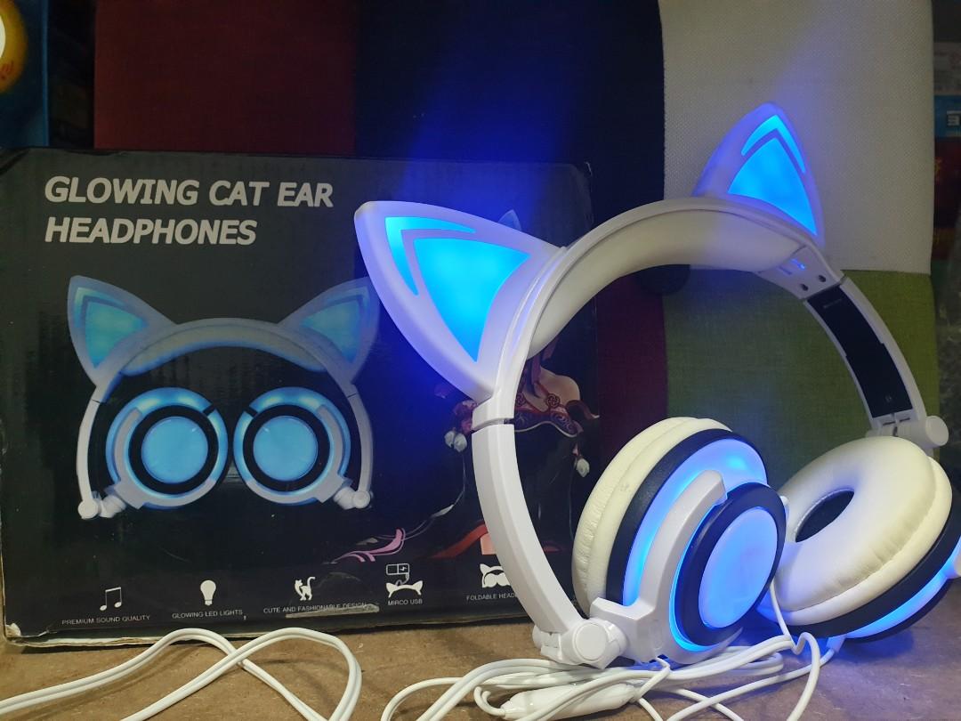 Glowing Cat Ear Headphones, Audio, Headphones & Headsets on Carousell