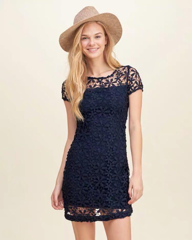 Hollister navy lace dress new arrivals