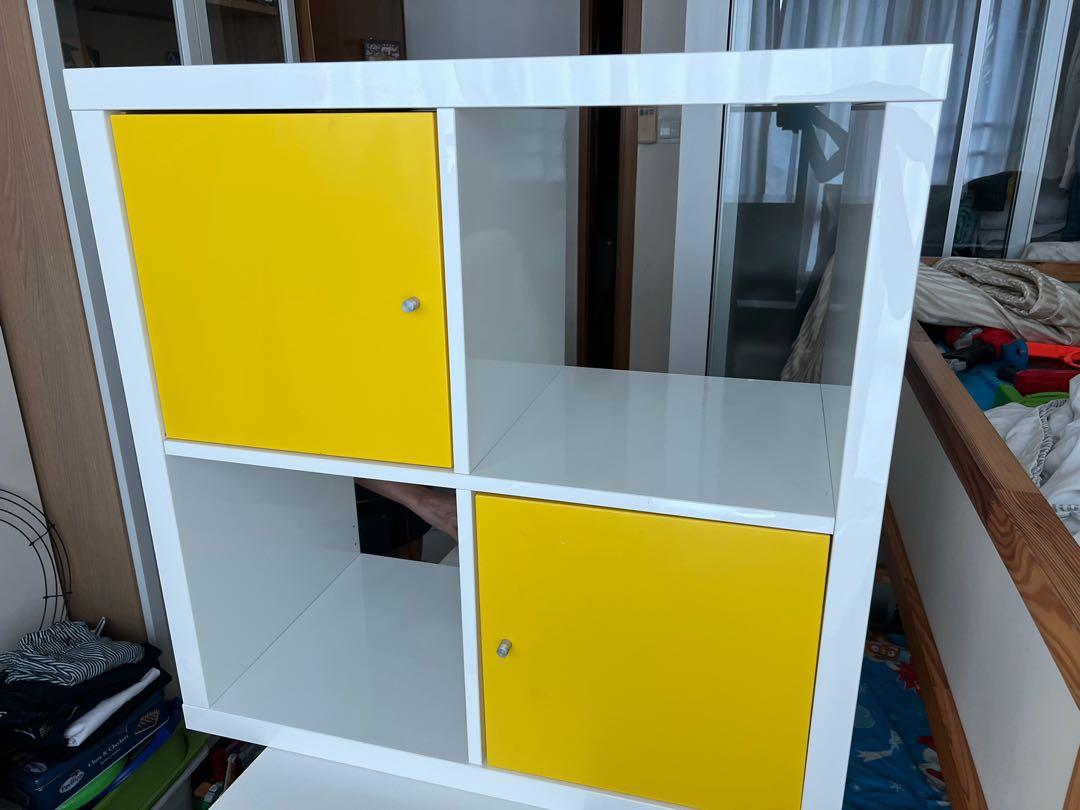 IKEA Kallax, Yellow doors and drawers., Furniture & Home Living