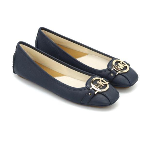 Ballet Flats Michael Kors Navy Shoes Leather Ballet Shoes Nori