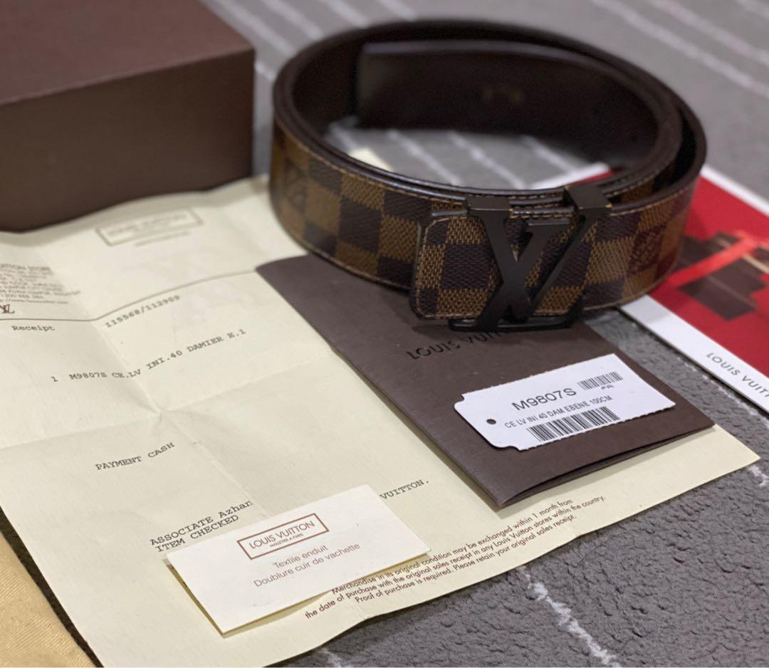 Louis Vuitton damier ebene 40mm LV Initiales Belt in Brown Leather