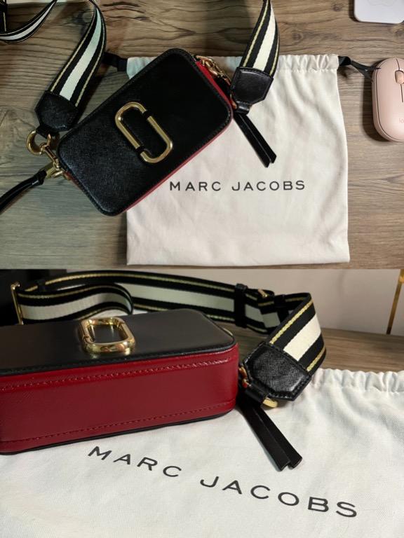 Marc Jacobs Snapshot Leather Crossbody Bag (Black/Red), Luxury