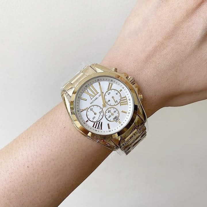 Mk big sales face gold watch