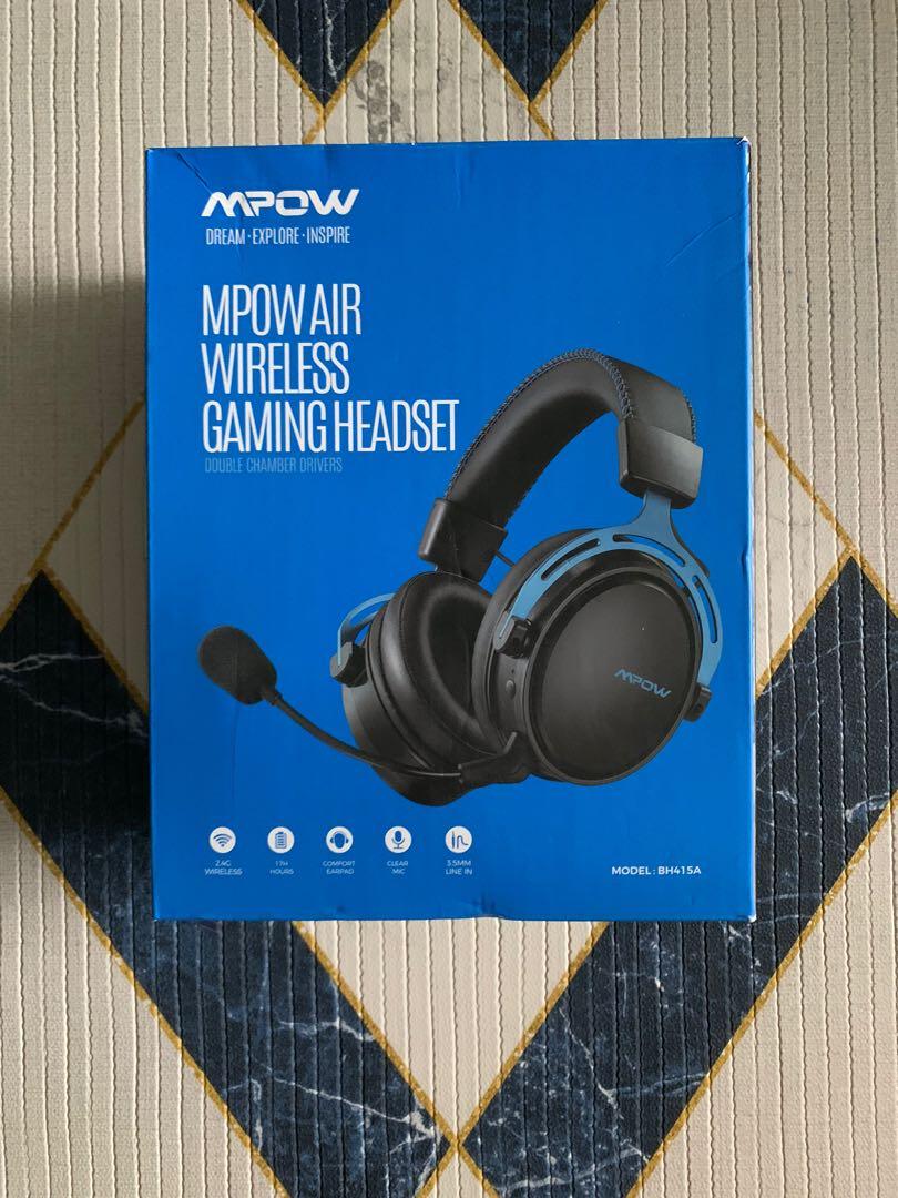Mpow Air Wireless Gaming Headset Black and Blue, Audio, Headphones