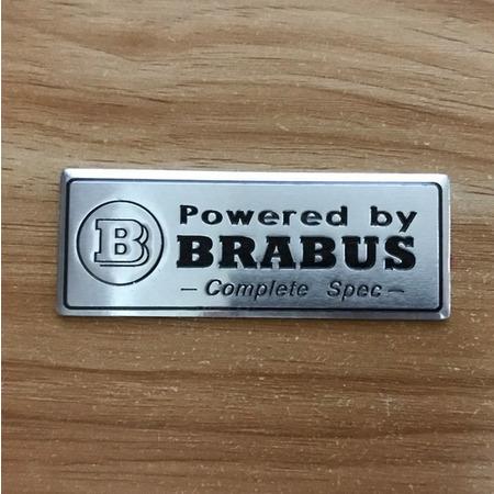 Powered By Brabus Complete Spec Metal Silver Rectangle Emblem