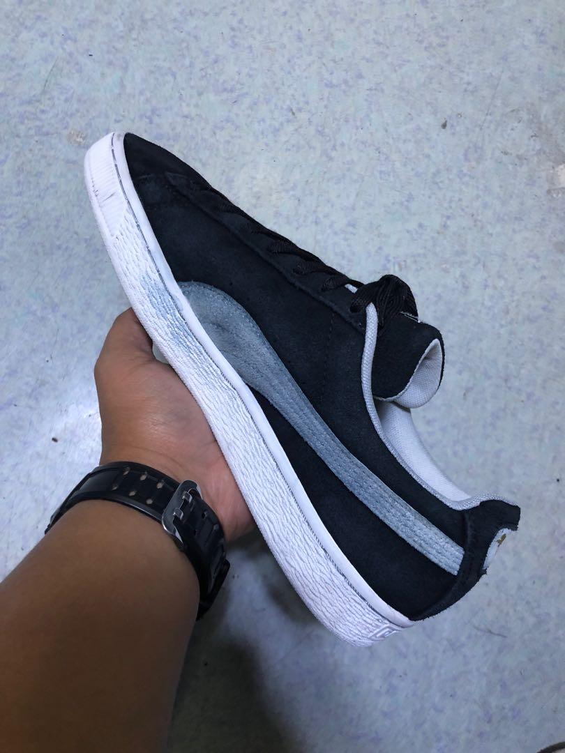 Puma suede black white gold store