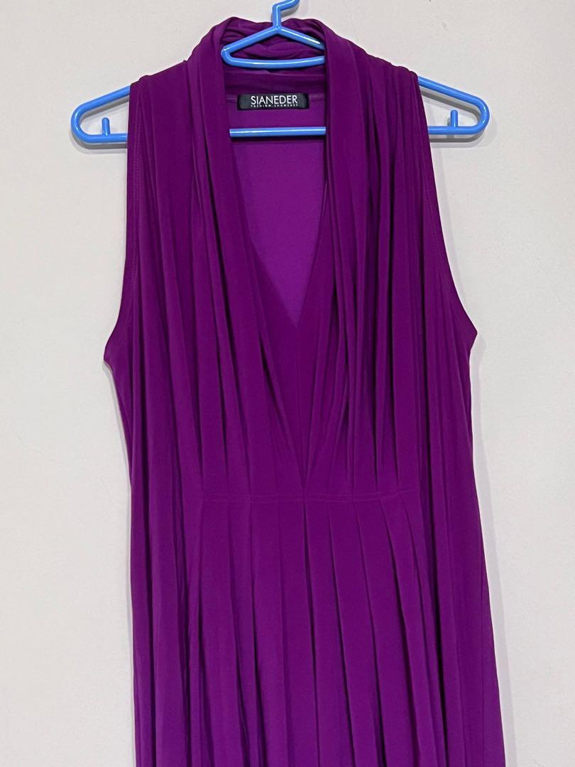Purple Halter Neck Evening Gown, Women's Fashion, Dresses & Sets ...