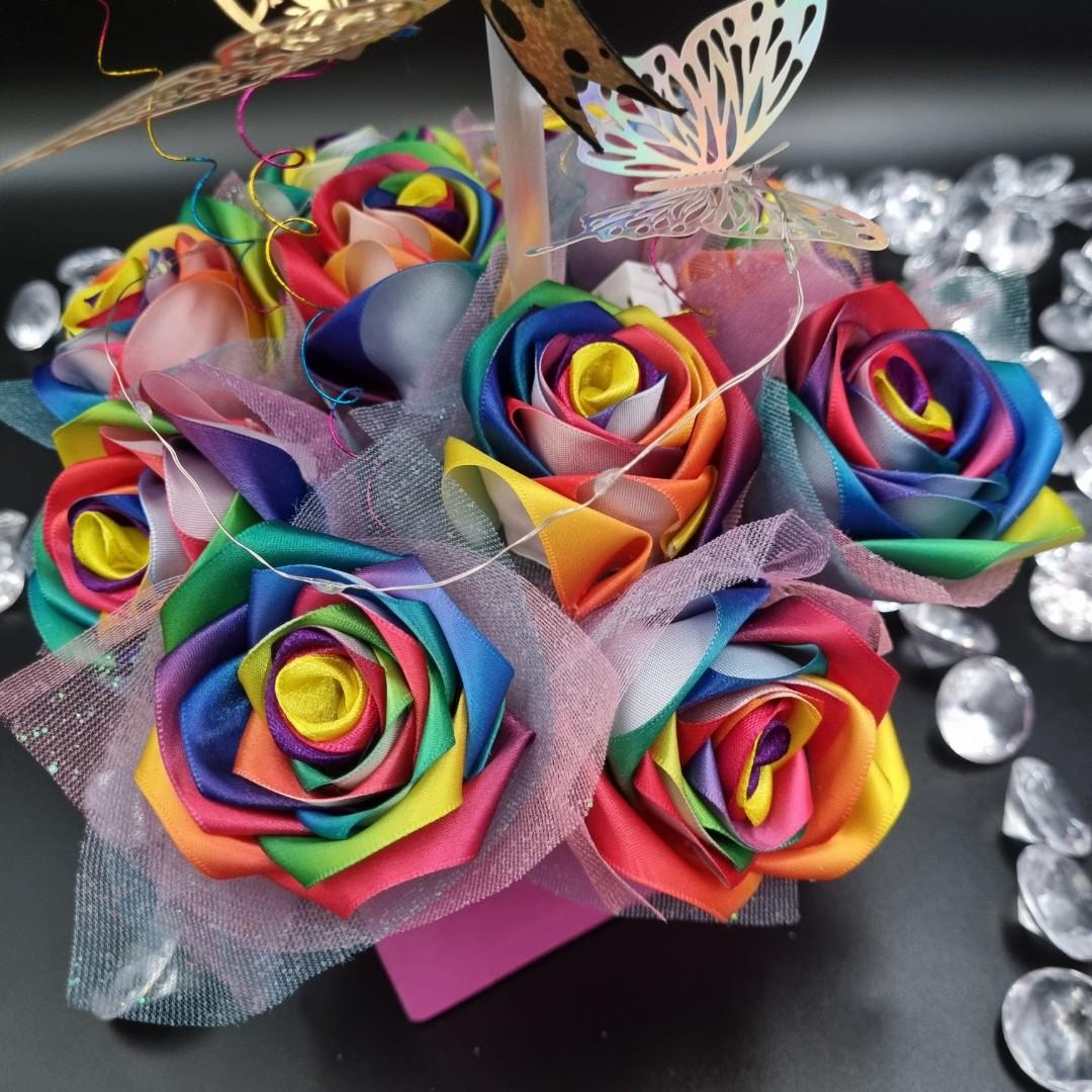 Rainbow Ribbon Roses 
