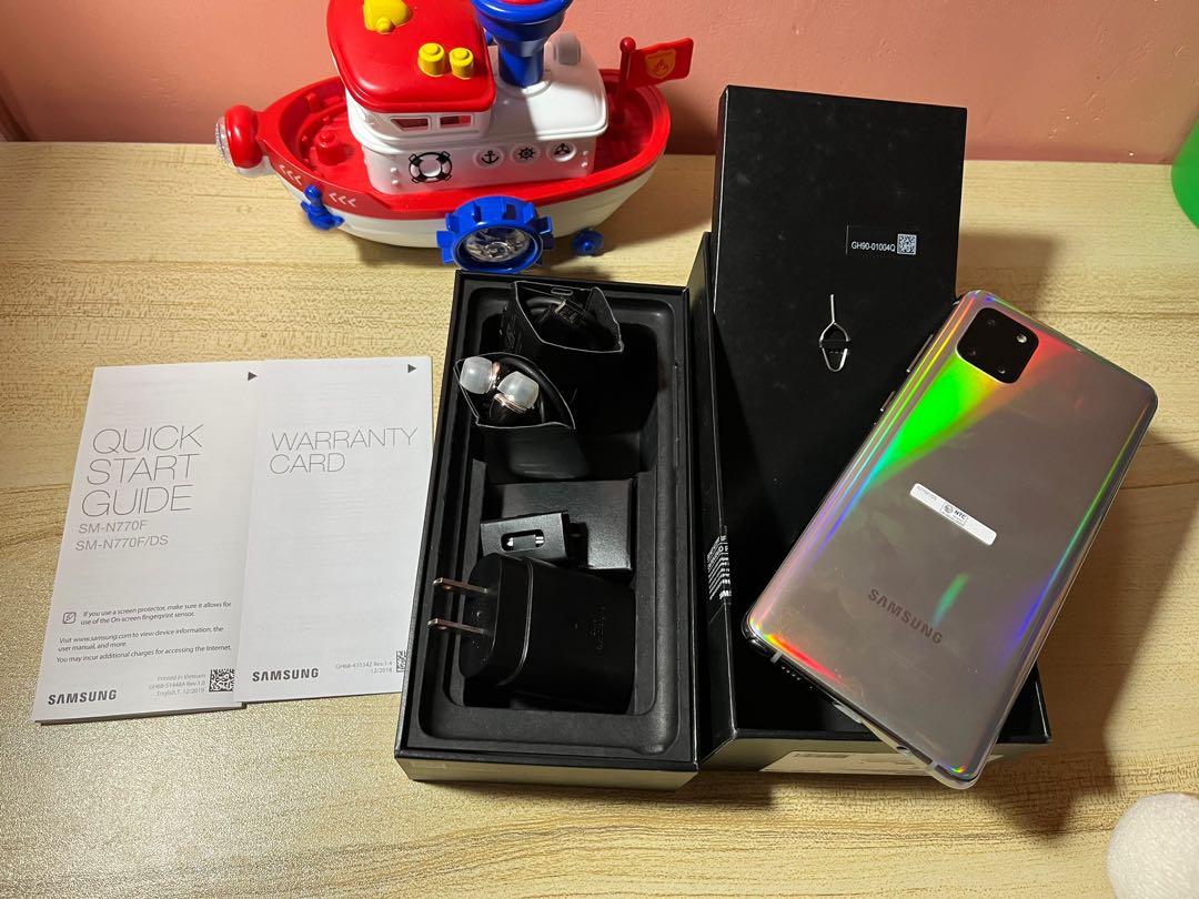 Samsung Galaxy Note 10 Lite with box and accessories (Category: Samsung) located in Quezon City. Submitted by aizza.1 (Listing ID 1138991430, Image 2). Description: ☑️Price negotiable ☑️Used for 10 months ☑️With original box ☑️With original accessories - earphones, charger, extra stylus tips, pin for sim/memory card slot ☑️With quick start guide and warranty card ☑️Shipping fee to be shouldered by the buyer.