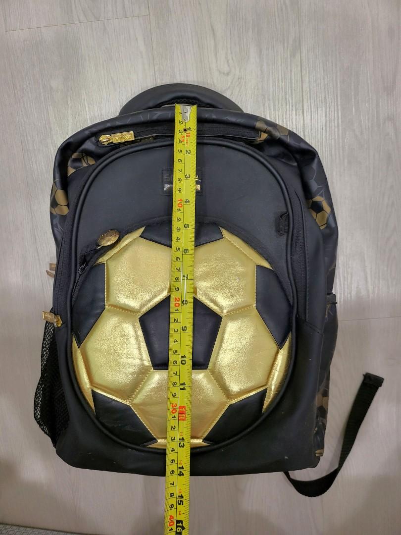 Smiggle gold black soccer ball design school bag Men s Fashion