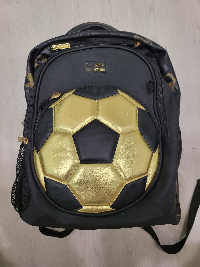 Smiggle gold black soccer ball design school bag
