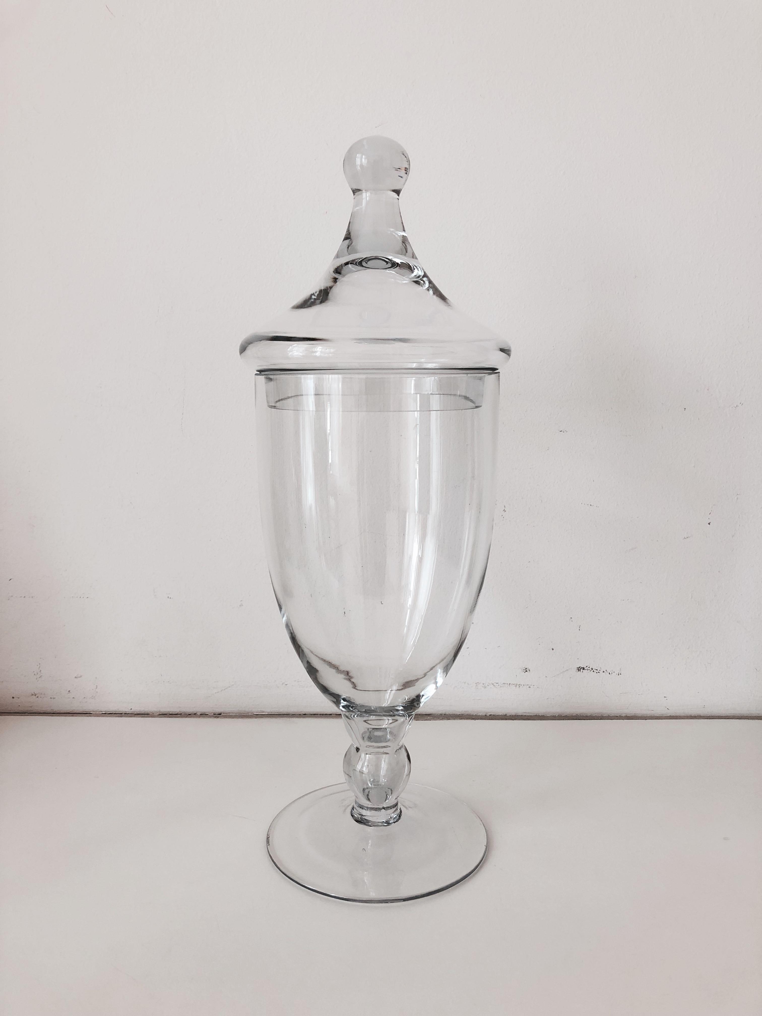 Tall Footed Glass Jar with Lid, Furniture & Home Living, Home Decor