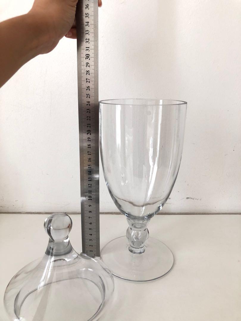 Tall Footed Glass Jar with Lid, Furniture & Home Living, Home Decor