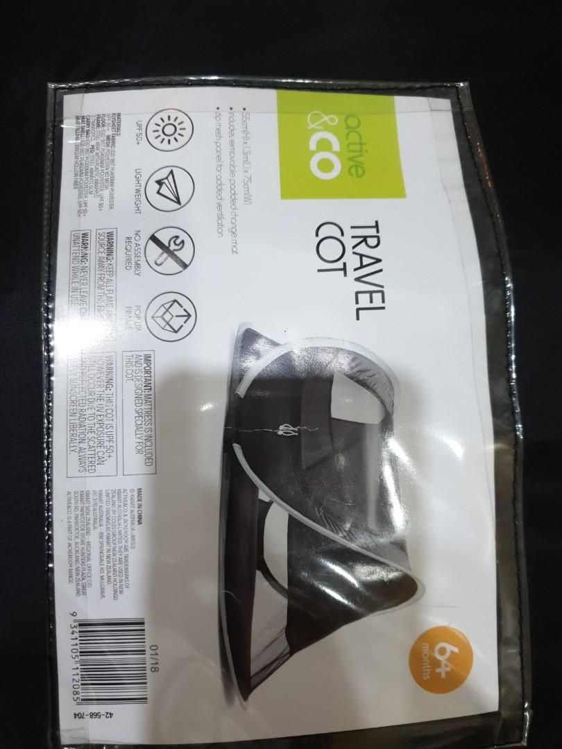 Travel cot kmart active co used