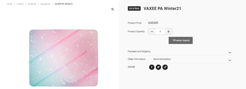 Vaxee PA Winter21 Control Mousepad, Computers & Tech, Parts