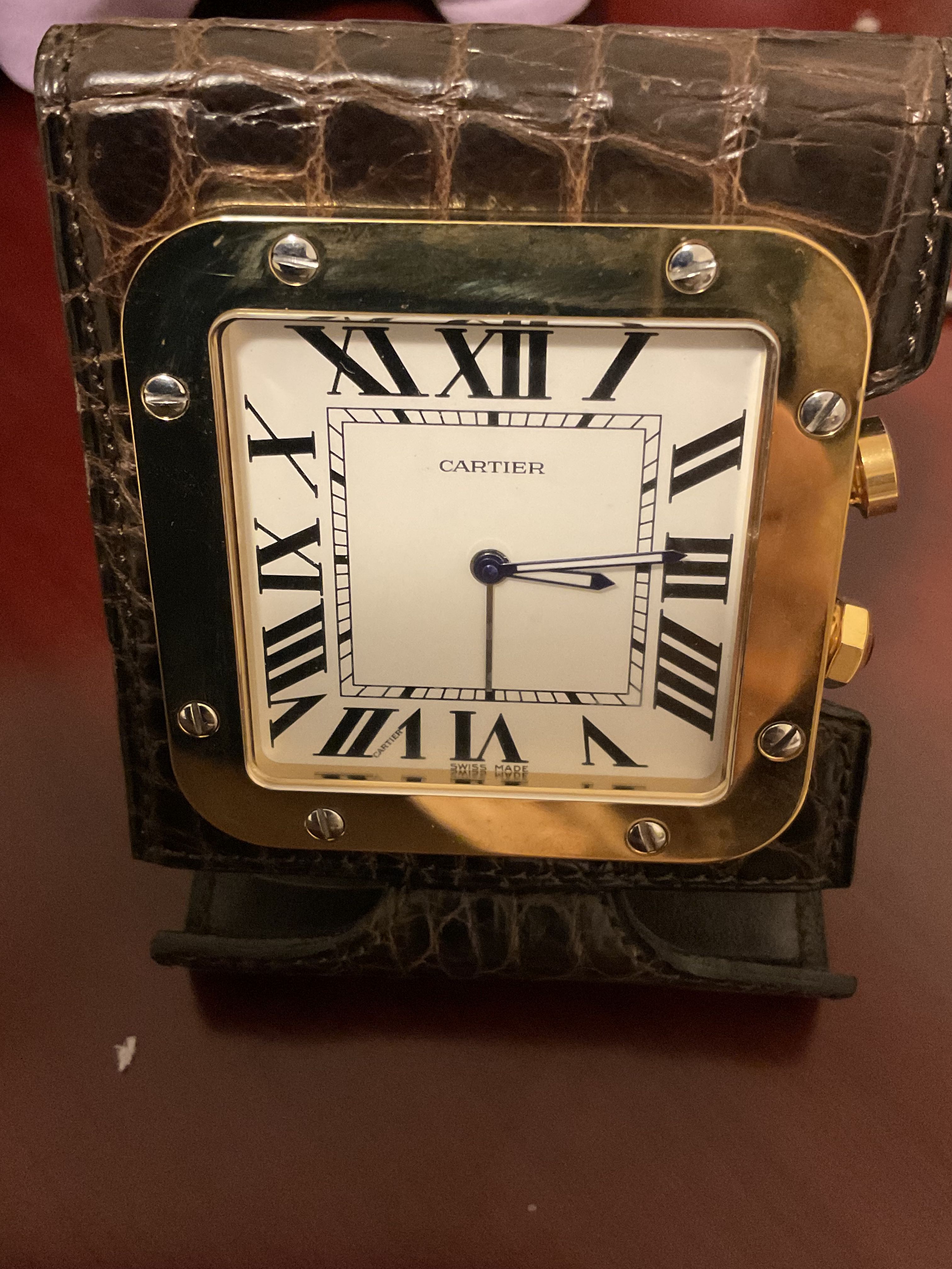 Vintage Cartier Santos de Cartier Square Travel Clock Carousell
