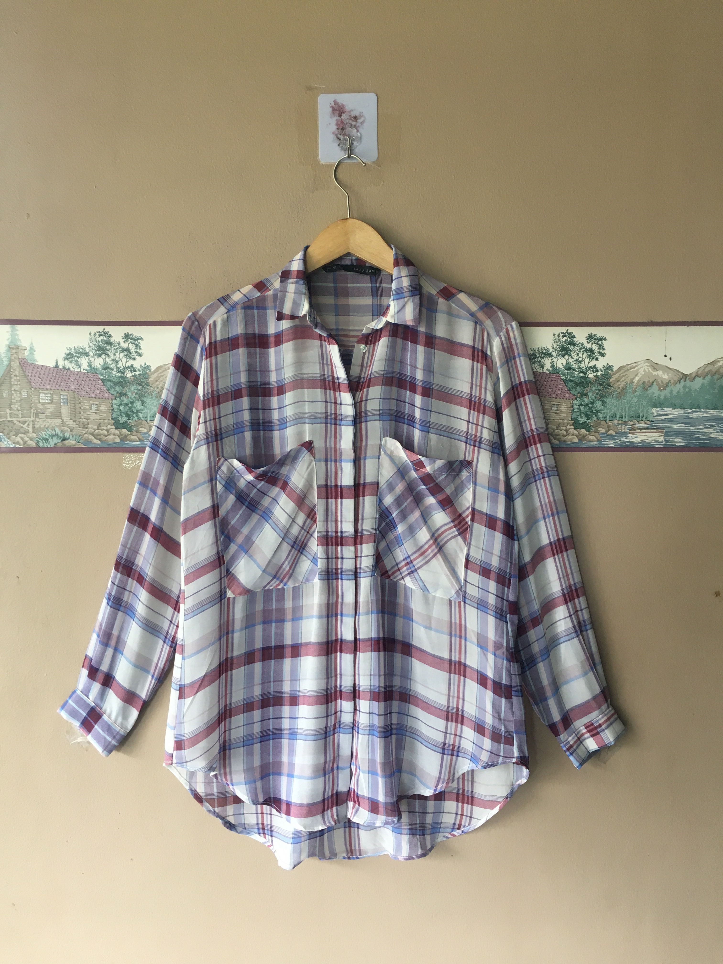 Zara Plaid Shirt, Fesyen Wanita 