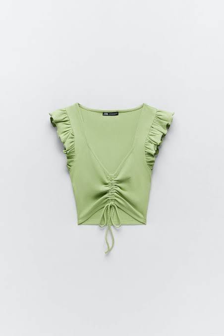 zara green ruched top