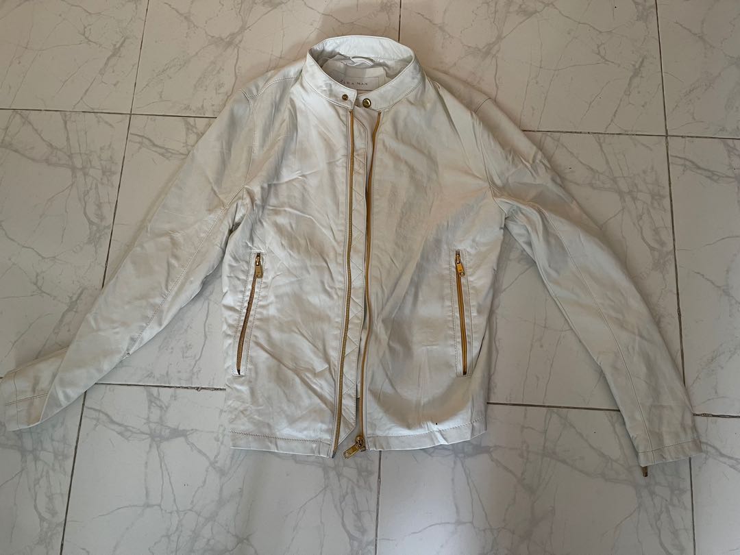 White leather sale jacket mens zara