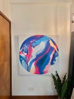 114x114cm Canvas painting on wooden frame