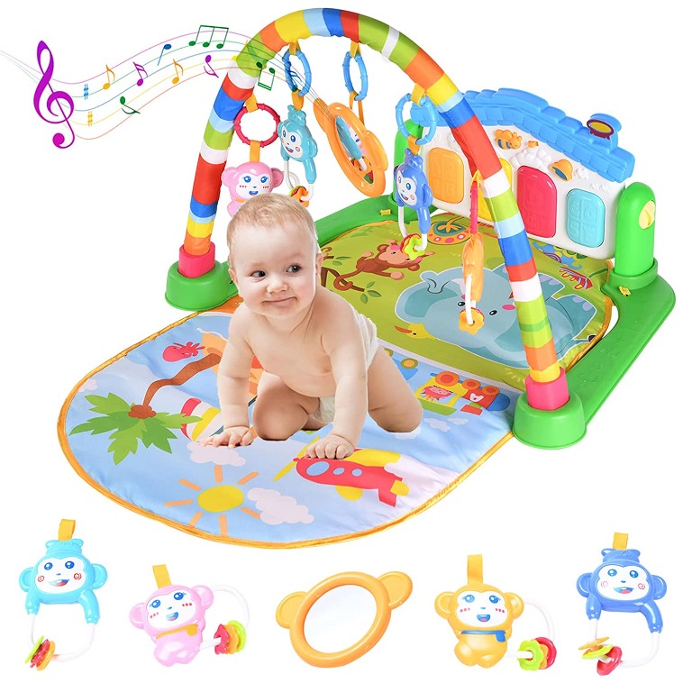 and Sounds Fitness Rack Crawling Mat for Infants and Toddlers Aged 0 to 6 12Months Old Lights Baby Gym Musical Play Mats for Floor Kick and Play Piano Gym Activity Center with Music 